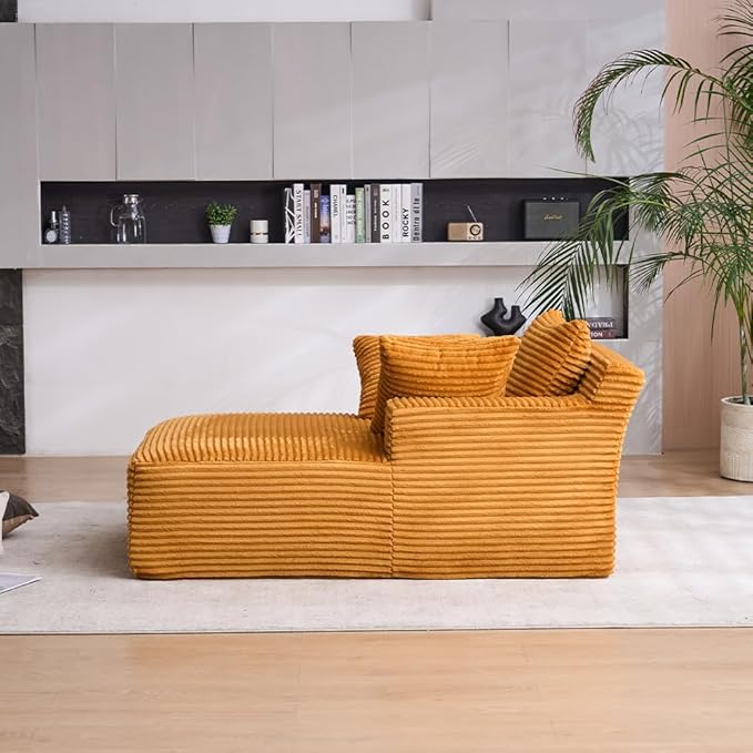 Oversized Chaise Daybed Lounge Sleeper Chair Sofa Bed Indoor, Fluffy Corduroy - Image 4