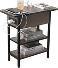 Modern End Table with Charging Station, Narrow Side Table with USB Ports & by SURMIO