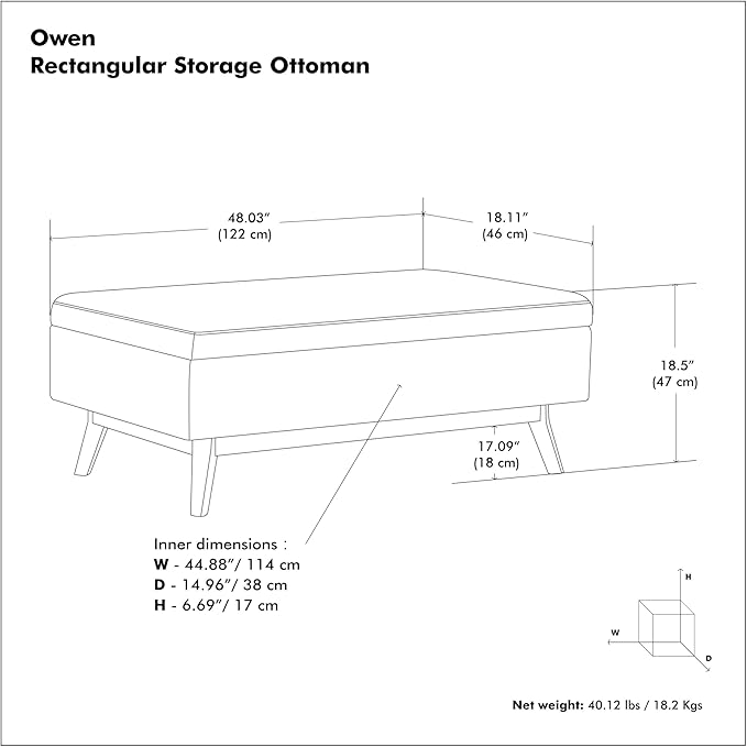 SIMPLIHOME Owen 48 inch Wide Mid Century Modern Rectangle Rectangular Storage - Image 3