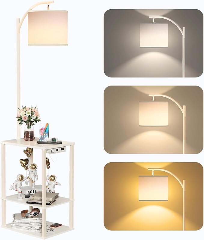 SUNMORY Floor Lamp with Table, End Table by SUNMORY