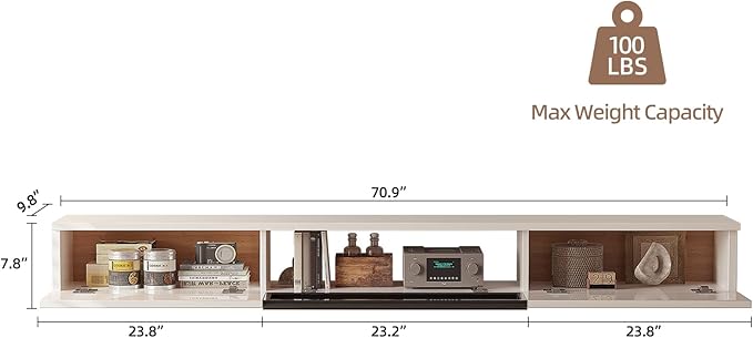 High Gloss Floating TV Stand, Under TV Floating Shelf, Floating TV Cabinet - Image 6