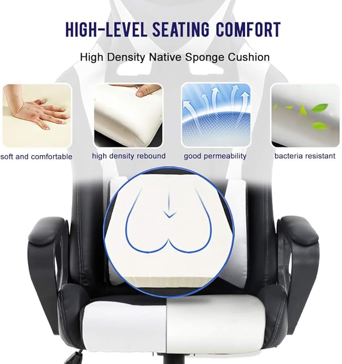 BestOffice High-Back Gaming Chair PC Office Chair Computer Racing Chair PU Desk - Image 5