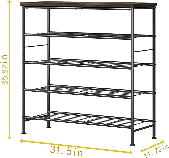 Shoe Rack Organizer 5 Tier for Closet Entryway Free Standing Metal Storage Shoe - Image 3