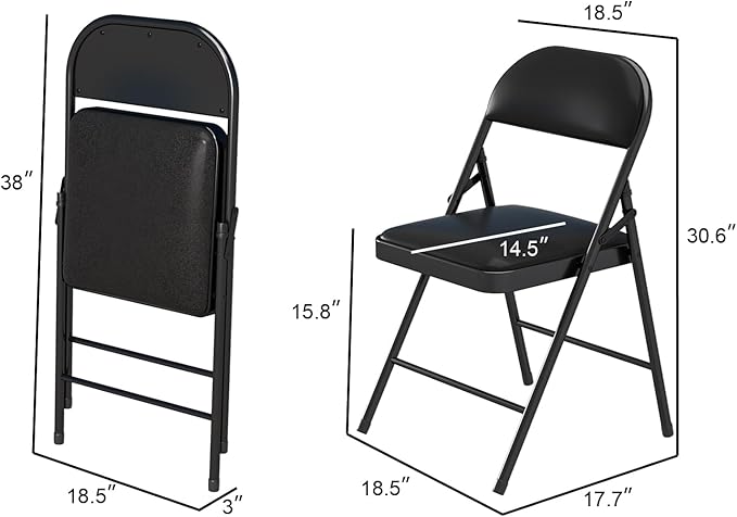 4 Pack Folding Chairs with Padded Cushion & Back, Padded Folding Chairs - Image 2