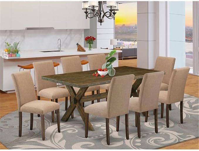 East West Furniture X777AB747-9 9 Piece Dining Room Furniture Set Includes a - Image 2
