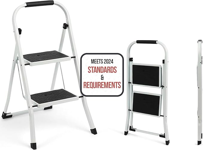 SIMPLI-MAGIC 2-Step Ladder, 350 LBS Capacity Folding Step Stool – Anti-Slip by SIMPLI-MAGIC