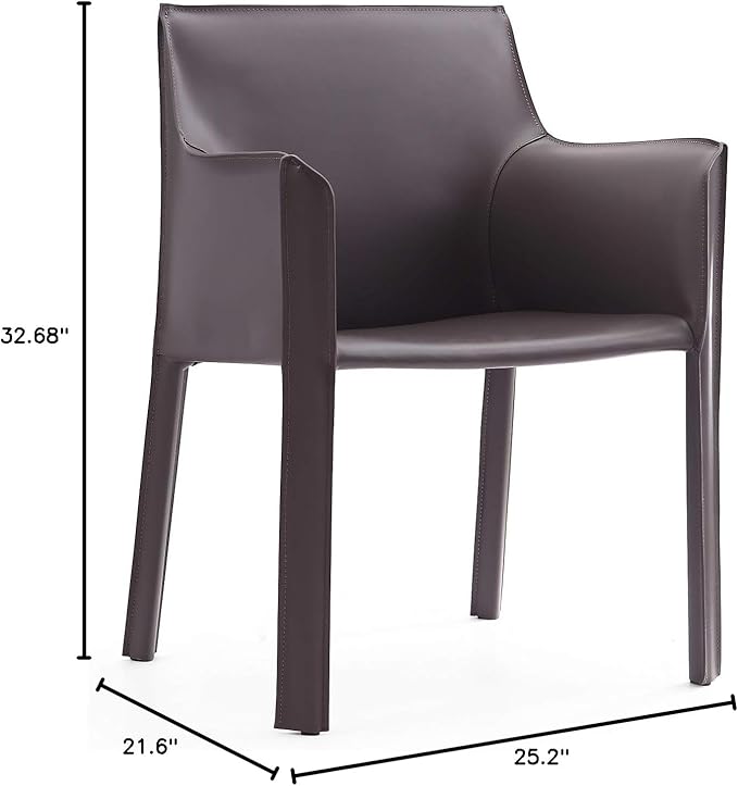 Manhattan Comfort Vogue Modern Faux Leather Dining Chairs, Metal Frame - Image 8