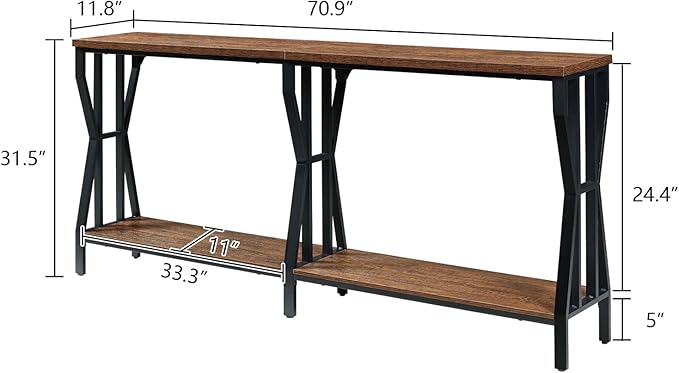 HOMISSUE Sofa Console Table, 70.9" Extra Long Sofa Table - Image 2
