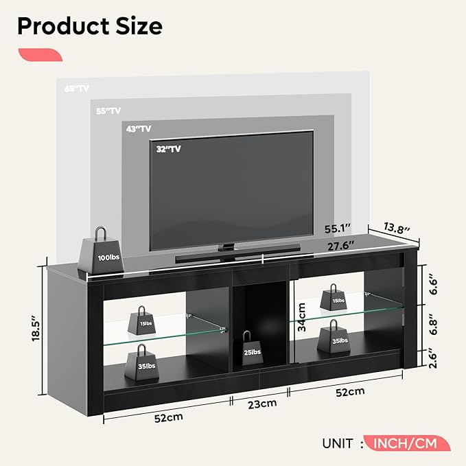 Bestier Modern TV Stand for 65 inch TV - Image 2