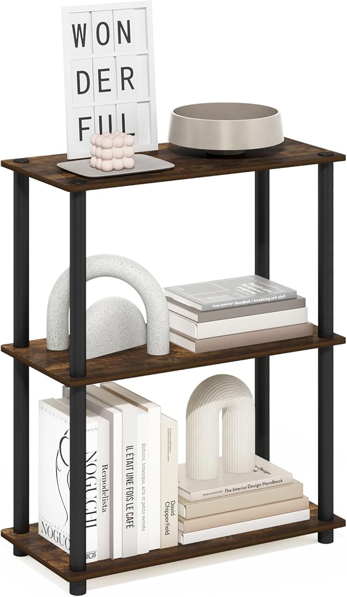 Furinno Turn-N-Tube 3-Tier Compact Multipurpose Shelf Display Rack, Amber by Furinno-FitsYourSpaceFitsYourBudget