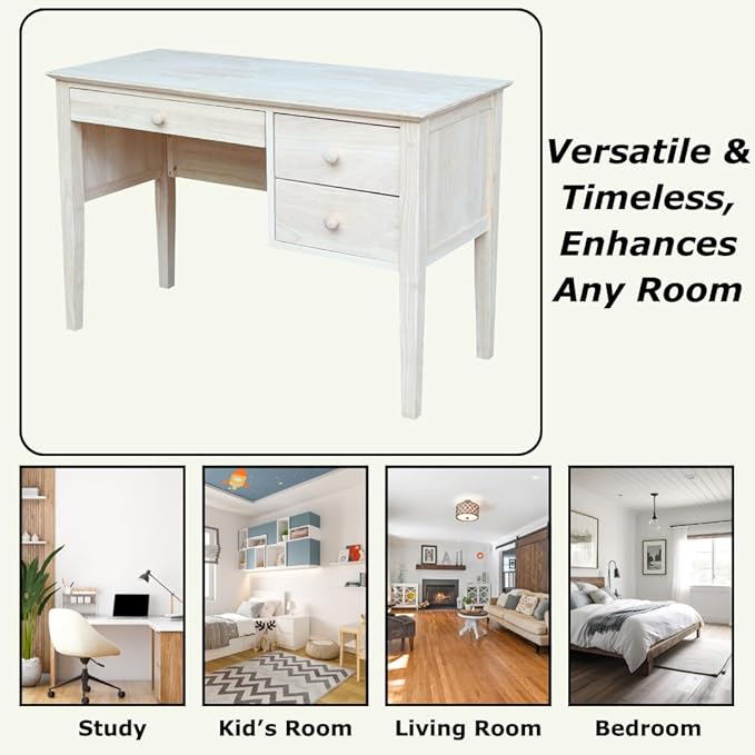 IC International Concepts, Brooklyn Desk, Solid Real Wood, Sturdy Parawood - Image 4