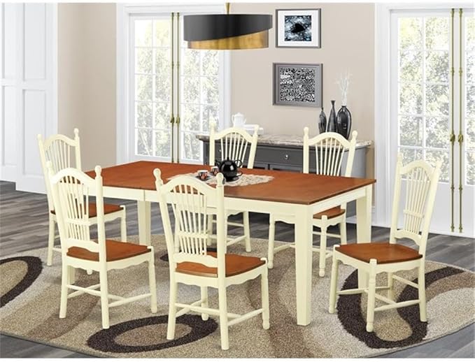 East West Furniture QUDO7-WHI-W 7 Piece Kitchen Table & Chairs Set Consist of a - Image 2