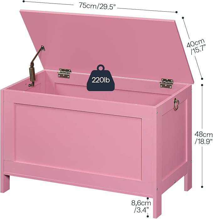 HOOBRO Toy Box, Retro Wooden Look Storage Chest - Image 4