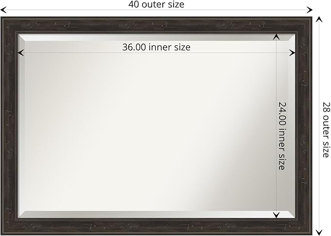 Amanti Art Brown Wall Mirror 28x40 Shipwreck Greywash Narrow Rectangle Bathroom - Image 4