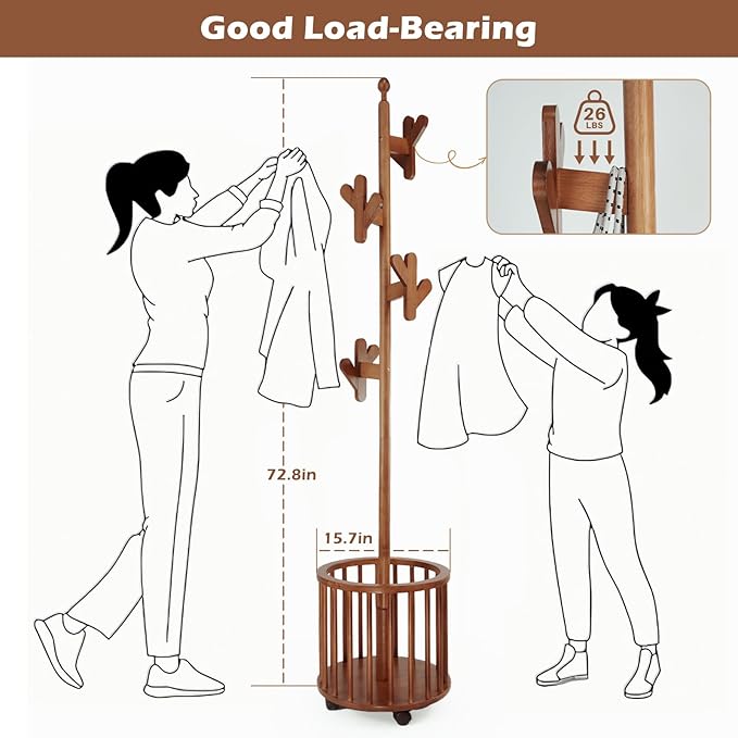 CozyDH Solid Wood Coat Rack Freestanding - Image 9