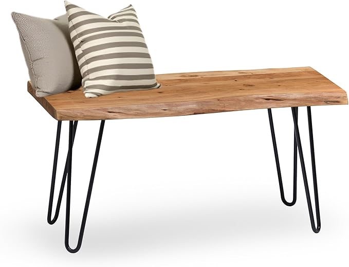 Alaterre Furniture 36-Inch Live Edge Wood Bench – Natural Acacia Wood Top by AlaterreFurniture