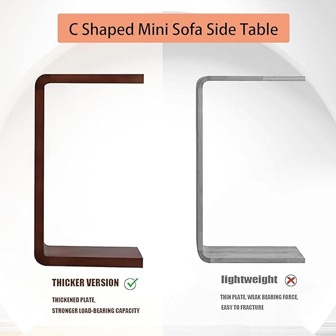C Shaped End Table, Solid Wood C Side Table - Image 6