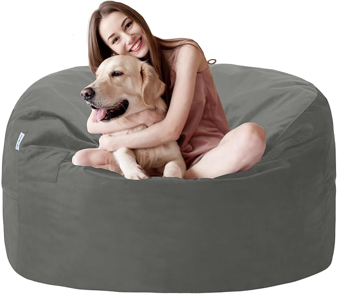 3FT Bean Bag Chair with Ultra Soft Velvet Cover Bean Bag Sofa with Memory Foam by Unknown