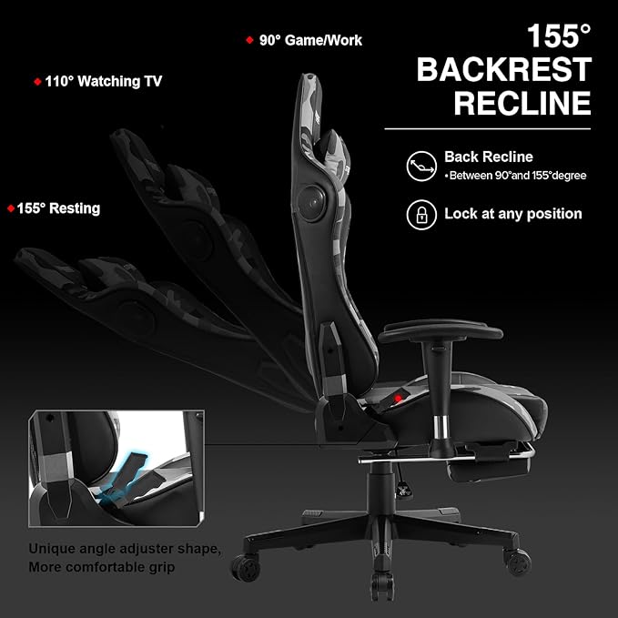 GTRACING Gaming Chair with Footrest Speakers Video Game Chair Bluetooth Music - Image 6