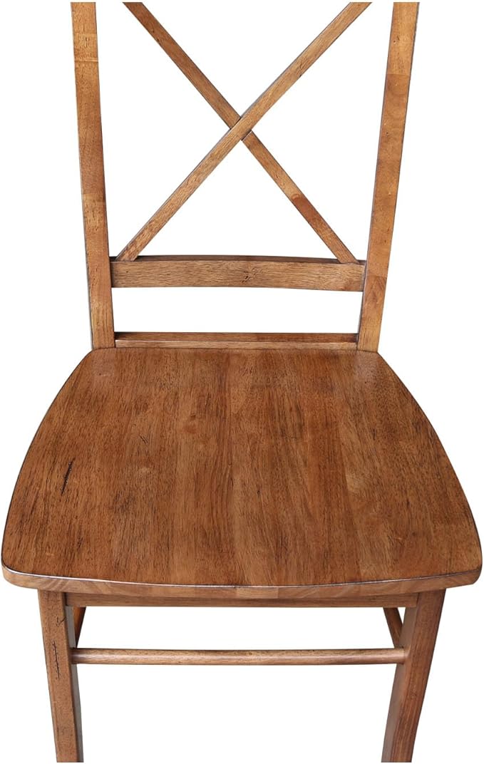 IC International Concepts Set of Two X-Back Dining Chairs, Distressed Oak - Image 8
