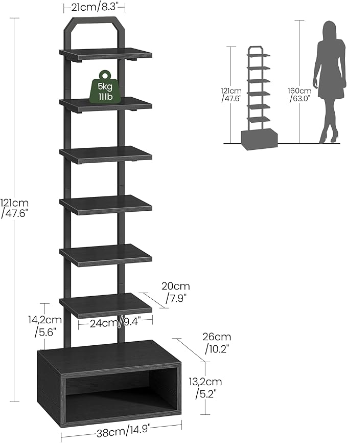 8-Tier Bookshelf, LED Bookcase - Image 2