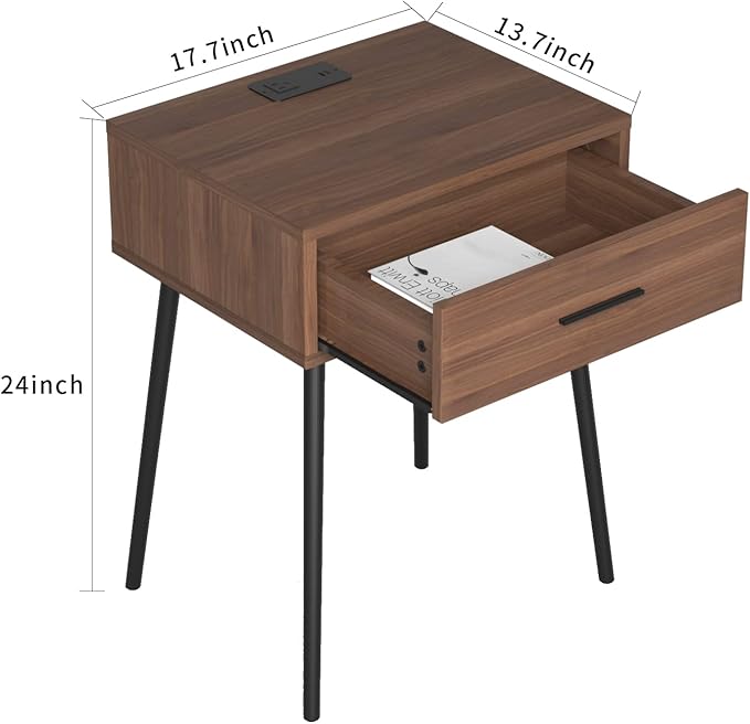 HAIOOU Set of 2 Mid Century Nightstand - Image 3