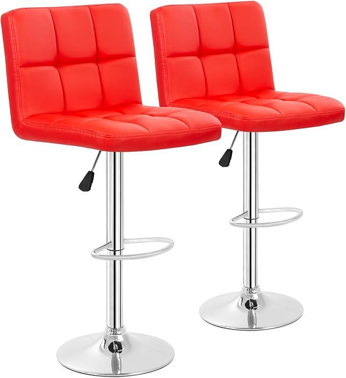 BestOffice Bar Stools Set of 2, Adjustable PU Leather Swivel Barstools by BestOffice