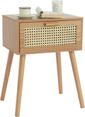 AWASEN Mid Century Nightstand, Rattan Side Table by AWASEN