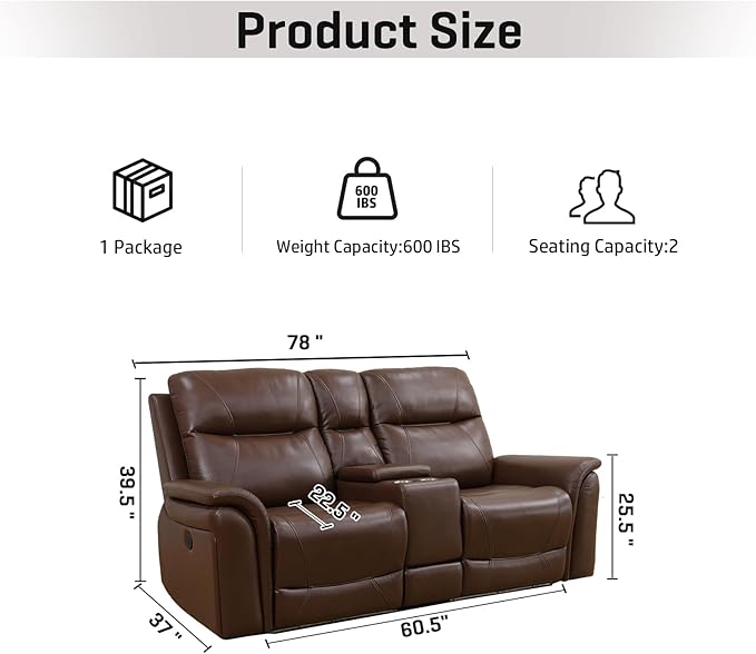 Nicbex PU Leather Power Wall Hugger Chair Double Reclining Sectional Sofa - Image 2