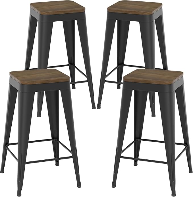 30 inch Backless Bar Stools Set of 4, Indoor Metal Bar Stools by Vinahomar