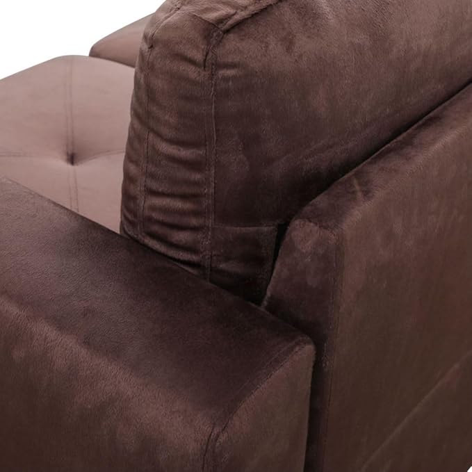 Brown L-Shaped 3-Piece Microfiber Sofa - Image 4