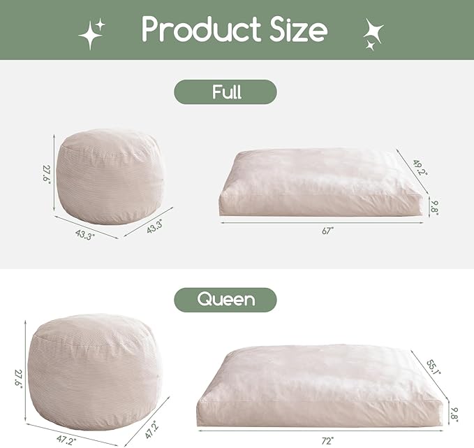 HIGOGOGO Giant Bean Bag Chair Bed - Image 2