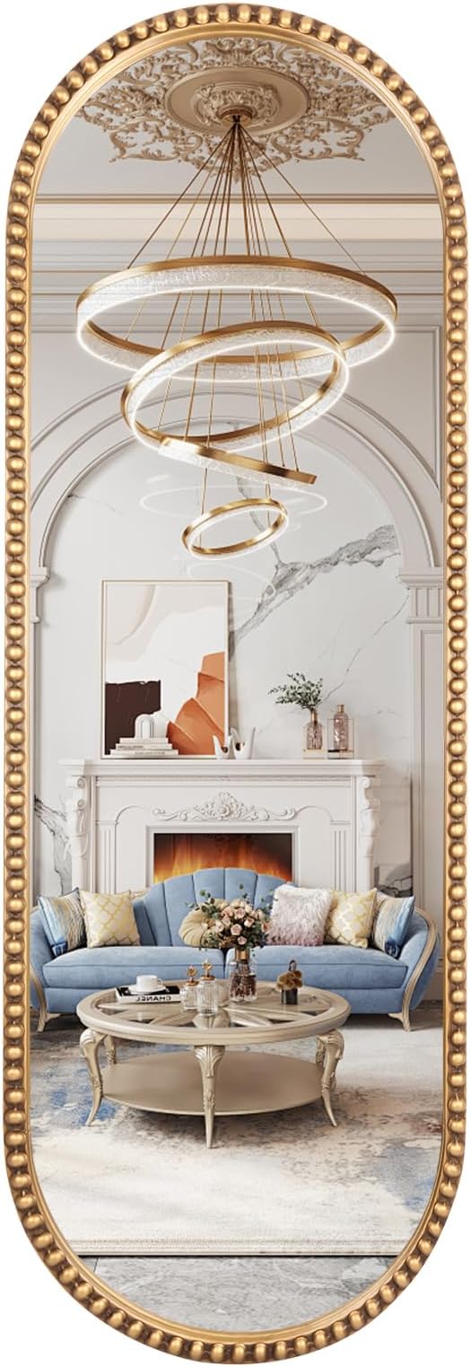 Oval Full Length Mirror, Living Room, Antique Gold by Fobule