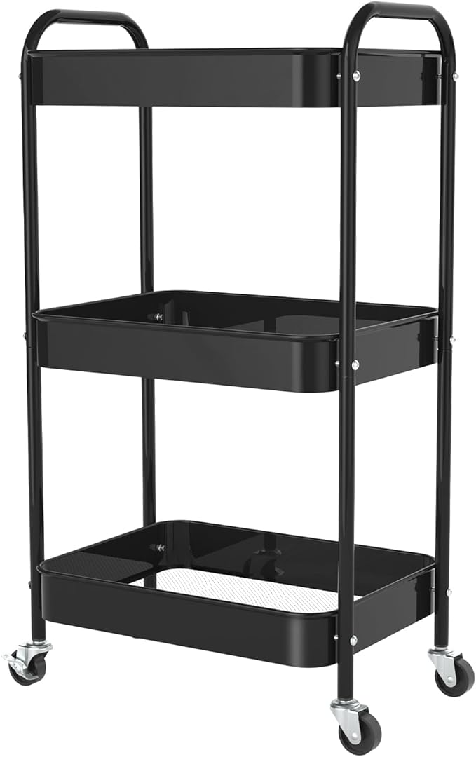 3-Tier Rolling Metal Storage Cart by PNVXNUS
