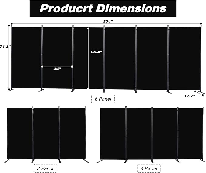 Room Divider, 6 Panel Folding Privacy Screens - Image 2