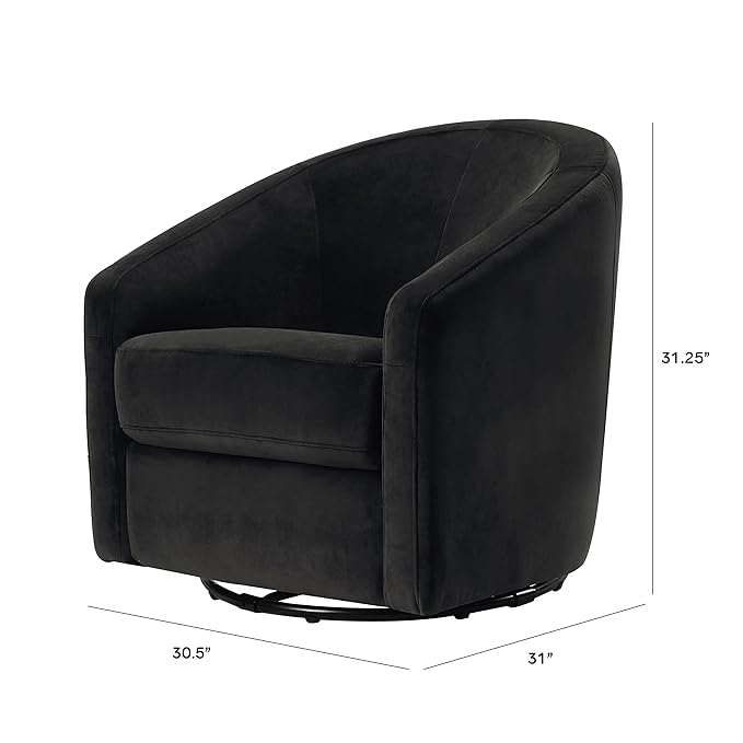 babyletto Madison Swivel Glider in Black Velvet, 61.6 lb - Image 3