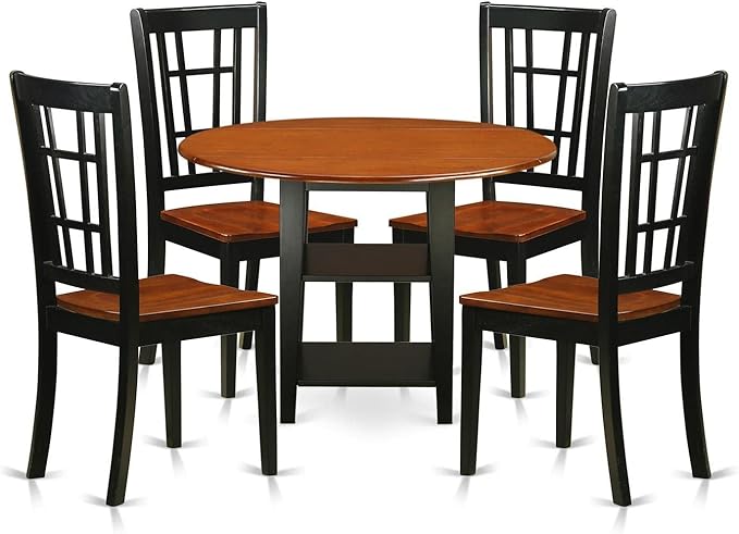 East West Furniture SUNI5-BCH-W 5 Piece Dining Room Furniture Set Includes a by EastWestFurniture