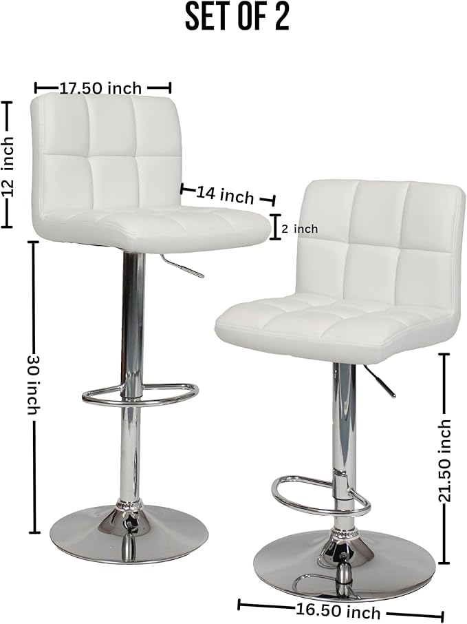 Roundhill Swivel PU Leather Adjustable Hydraulic Bar Stool - Image 3