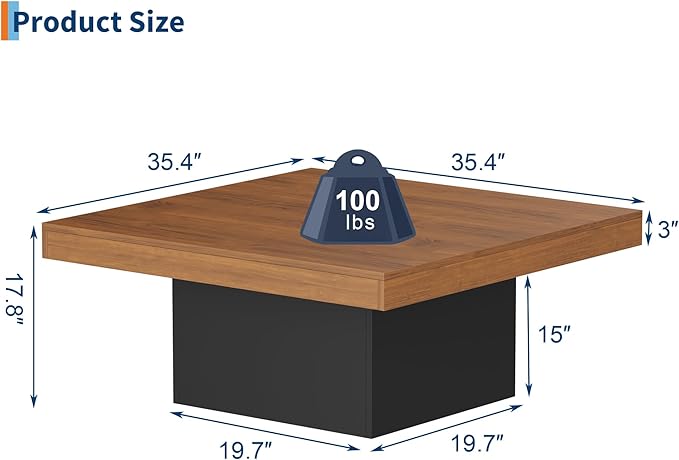 GarveeHome Square Coffee Table - Image 2