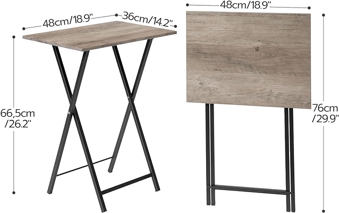 HOOBRO Folding TV Tray Tables, Industrial Side Table - Image 3
