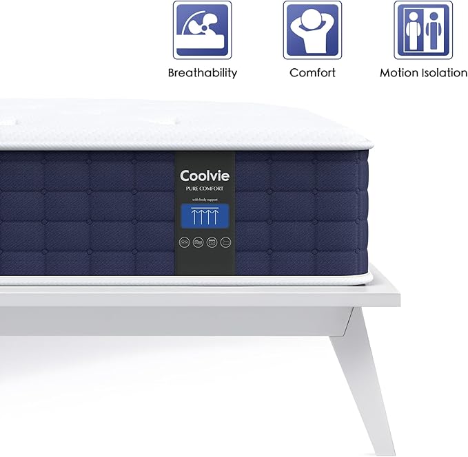 Coolvie Queen Mattress, 10 Inch Hybrid Mattress Queen Size, Individual Pocket - Image 6