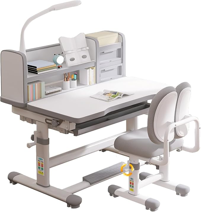 Kids Desk and Chair Set Kids Study Desk Chair Set Height Adjustable Ergonomic by SMIXLVY
