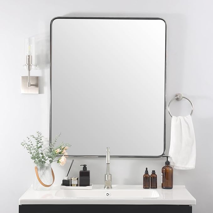 ANDY STAR Chrome Bathroom Mirror, 30x36’’ Rounded Rectangle Mirror Polished by ANDYSTAR