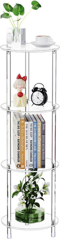 Clear Round Acrylic Side Table for Small Spaces, 11.81" L x 11.81" W x 38.7" H by Bkemiy