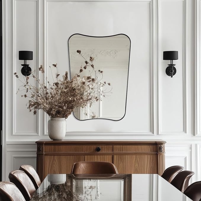 Black Bathroom Mirror, 22x30 Irregular Shaped Mirror - Image 7