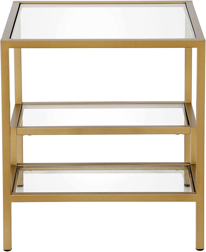 Henn&Hart 20" Wide Square Side Table in Brass, Table - Image 5