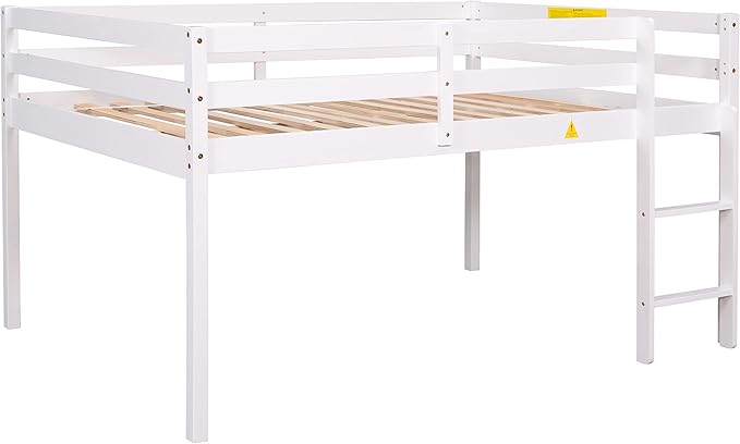 HomSof Full Loft Bed with Guard Rail & Ladder, No Box Spring Needed, Easy - Image 11