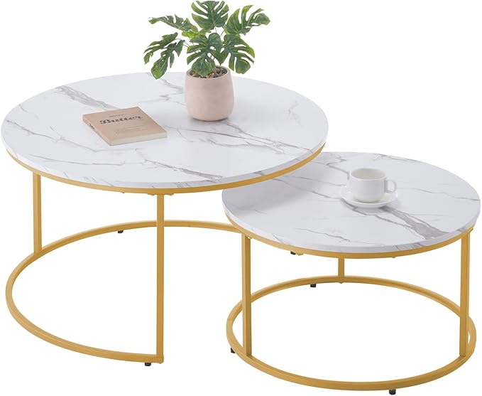 VEVOR Nesting Tables, Coffee Table Set of 2, 31.5 inch Round Coffee Table by VEVOR