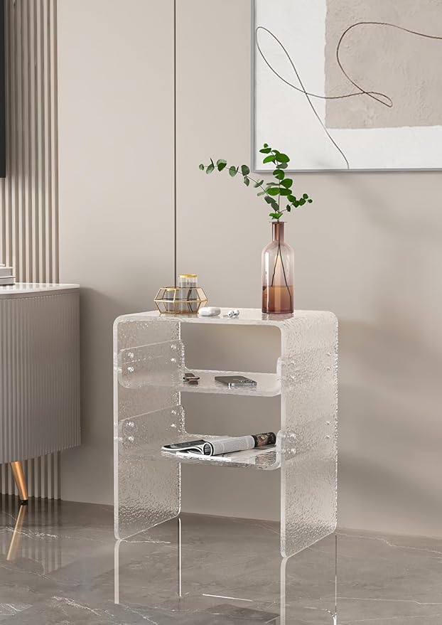 Clear Acrylic 3-Tier End Table/Nightstand – Sleek Bedside Storage - Image 3