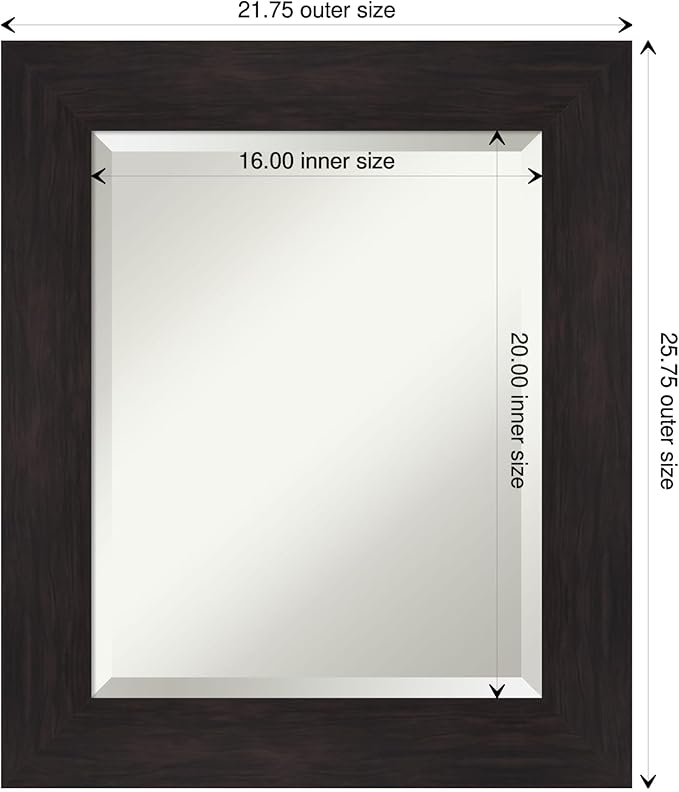 Amanti Art Brown Wall Mirror 26x22 Furniture Espresso Rectangle Bathroom Mirror - Image 4